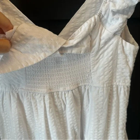 Old Navy Womens Cottagecore Tiered Seersucker All Day Midi‎ Dress Size S White - Picture 10 of 15
